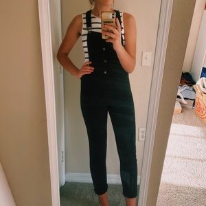 button up black overalls